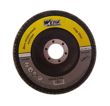 Круг 125*22.2 (P60) Т29 (конический) WERK лепестковый шлифовальный торцевой 36135 фото
