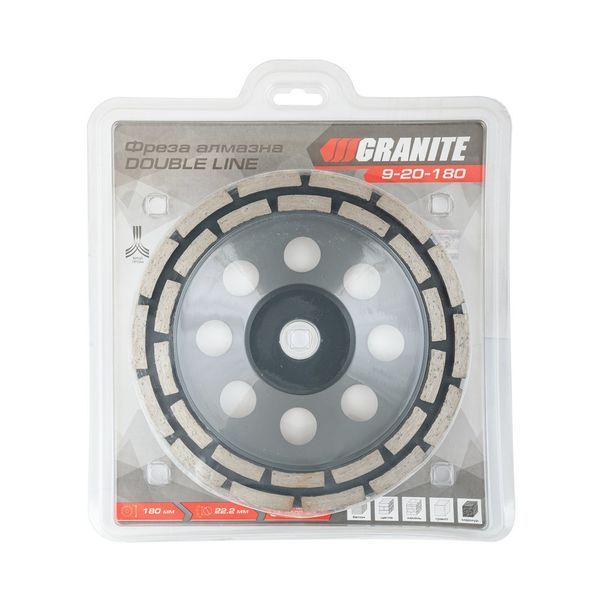 Фреза алмазна торцева для каменю GRANITE DOUBLE LINE 180х22.2 мм 8300 об./хв 9-20-180 9-20-180 фото